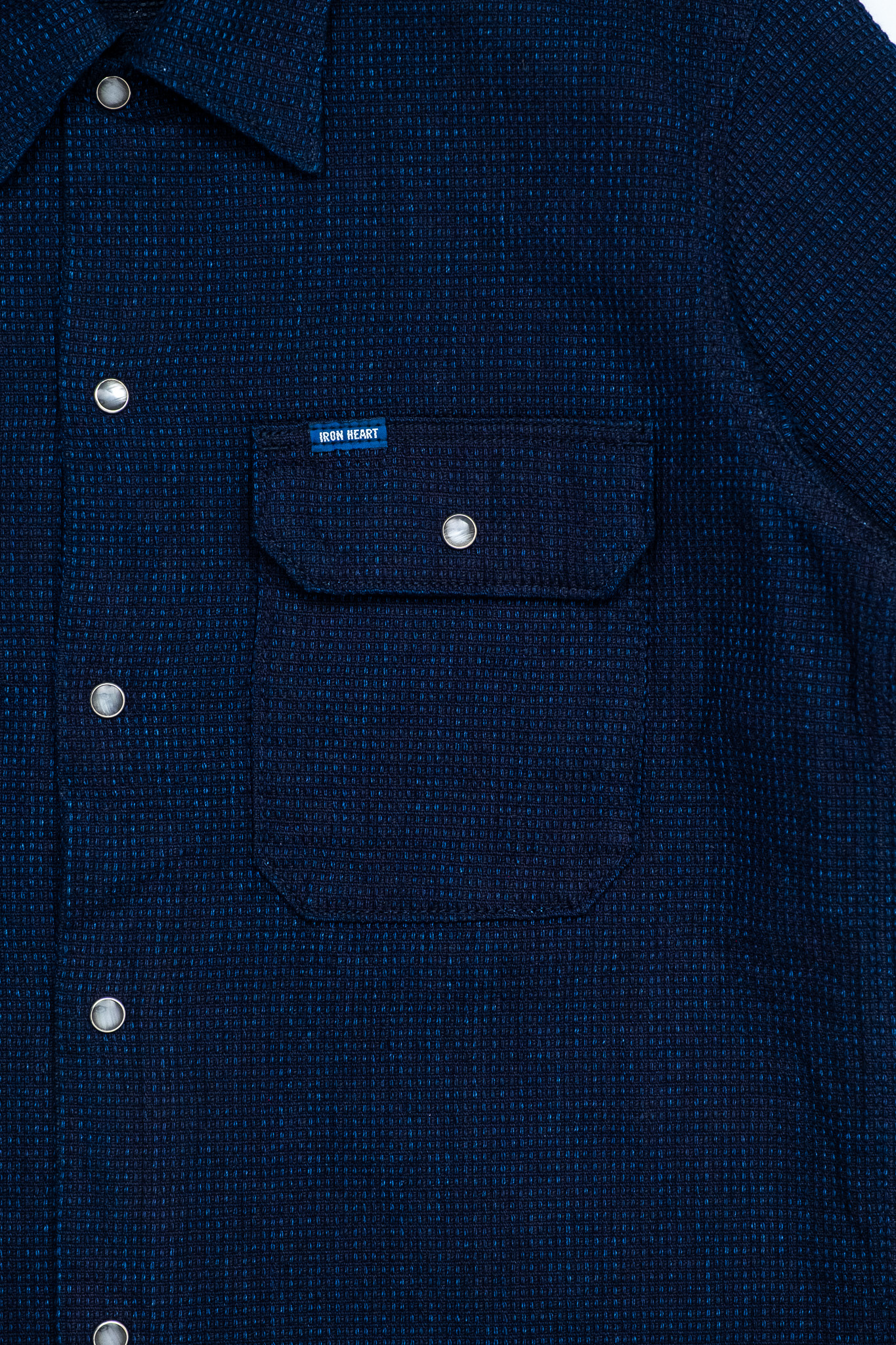 Iron Heart - IHSH-445-IND 10oz Dobby Cloth Short Sleeve Mechanic Shirt Indigo - 4