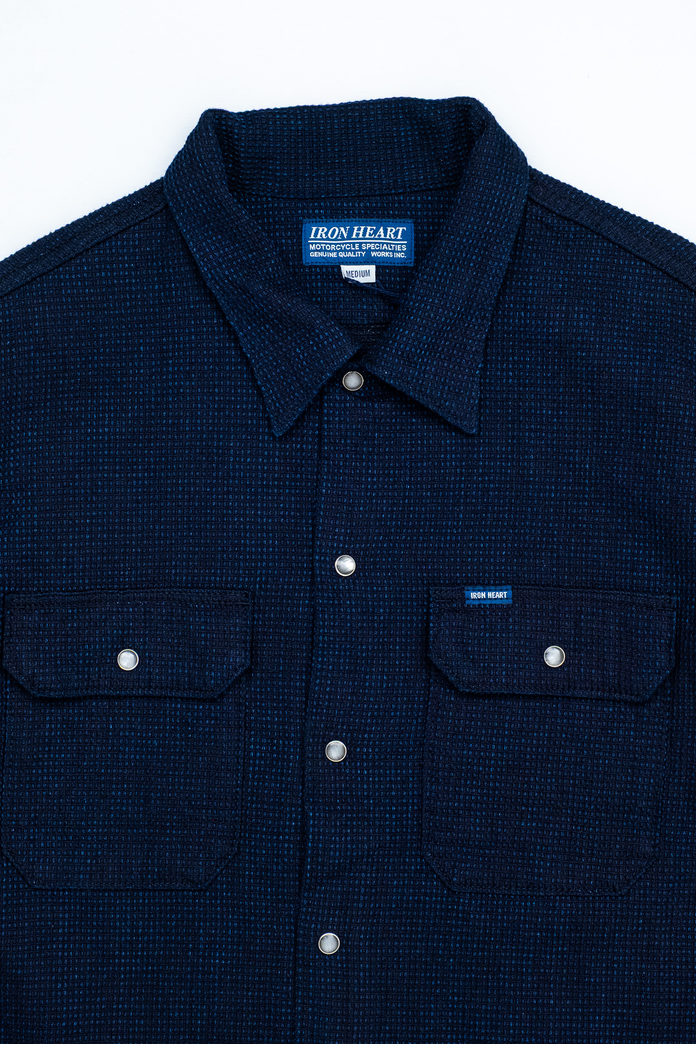 Iron Heart - IHSH-445-IND 10oz Dobby Cloth Short Sleeve Mechanic Shirt Indigo - 3
