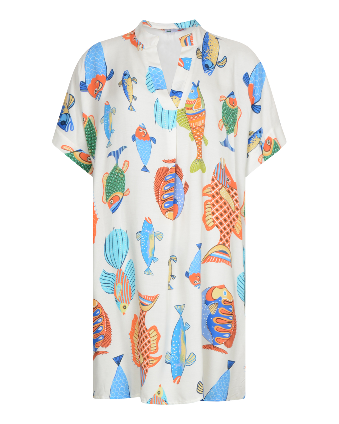 Klänning onesize med fiskar offwhite