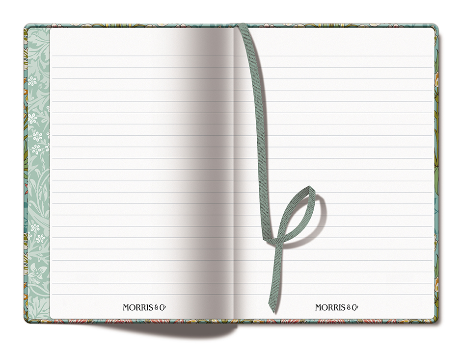 Anteckningsbok linjerad i A5 – Golden Lily Green av William Morris 192 sidor - 2