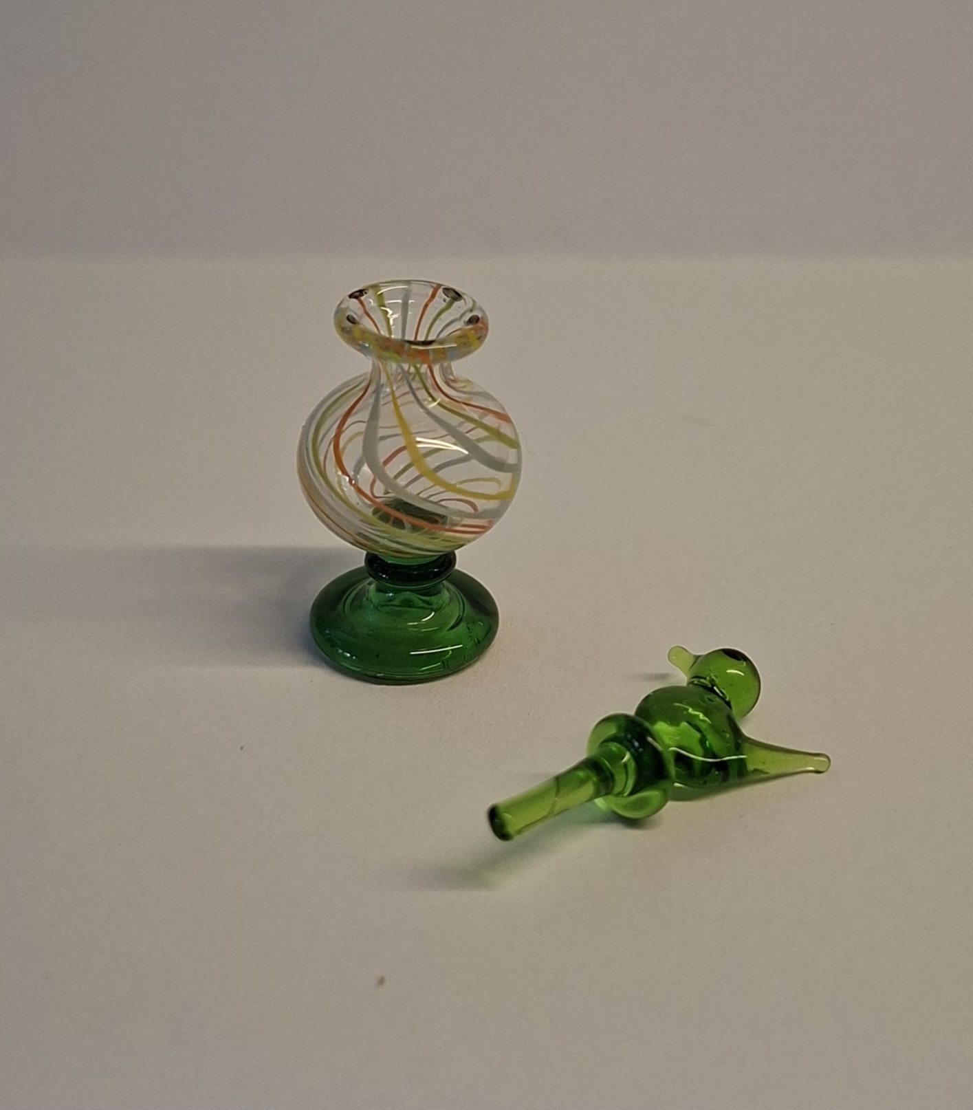 Handmade glass bottle with top with bird - English craft - 2