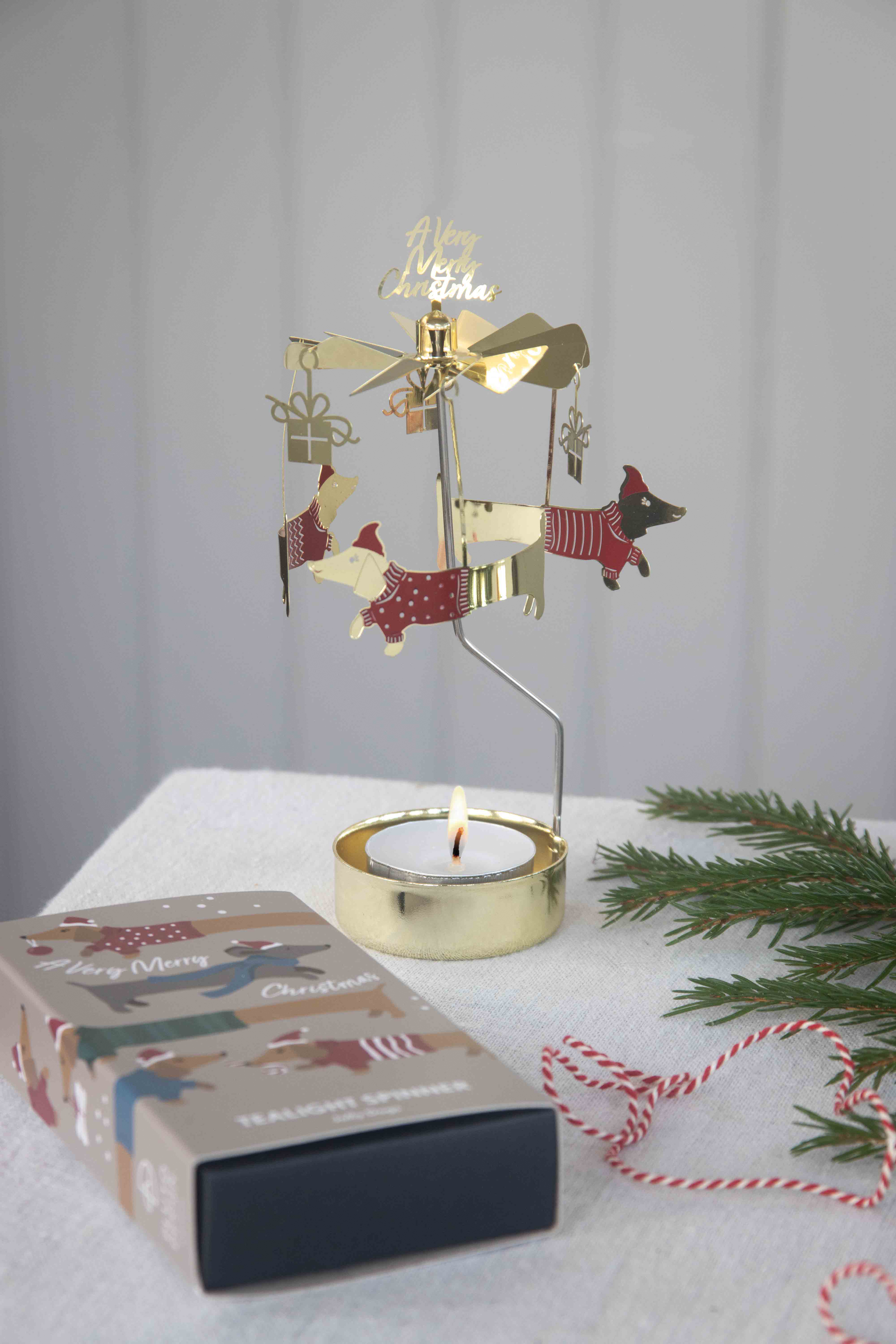 TEALIGHT SPINNER JOLLY DOG