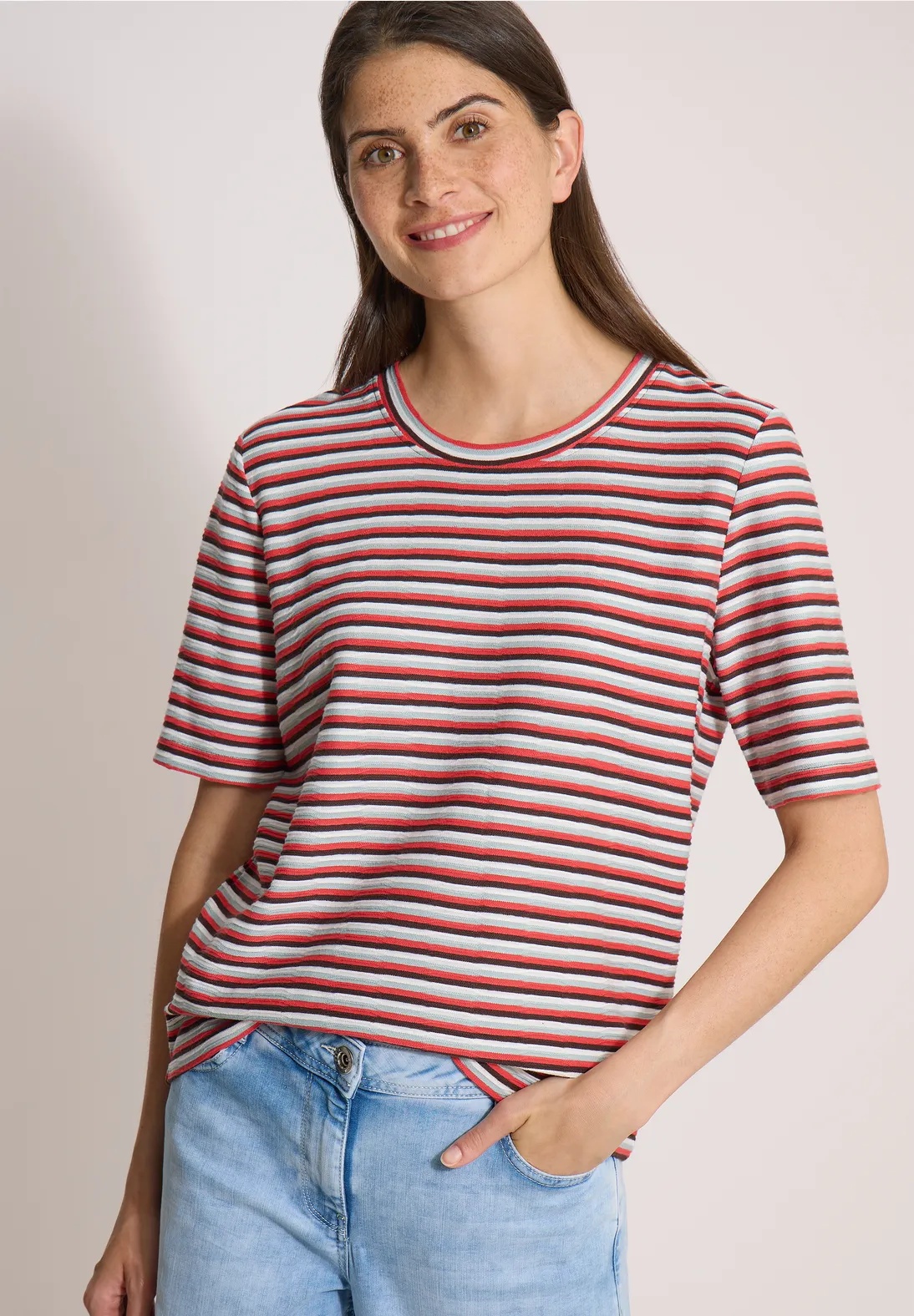Structured Stripe Shirt - Brown Cacao - Cecil