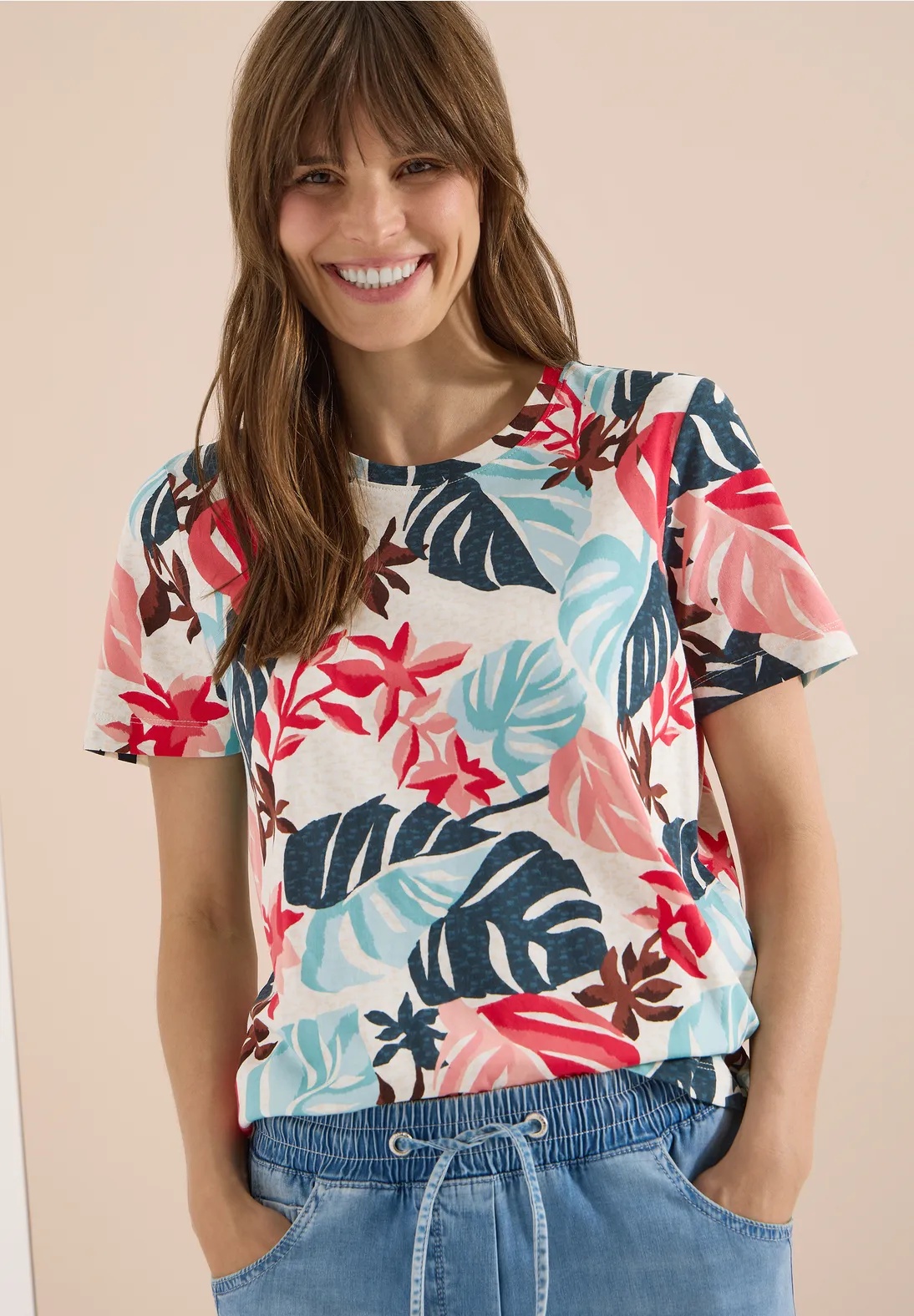 Multi AOP Basic Shirt - Light Alabaster White - Cecil