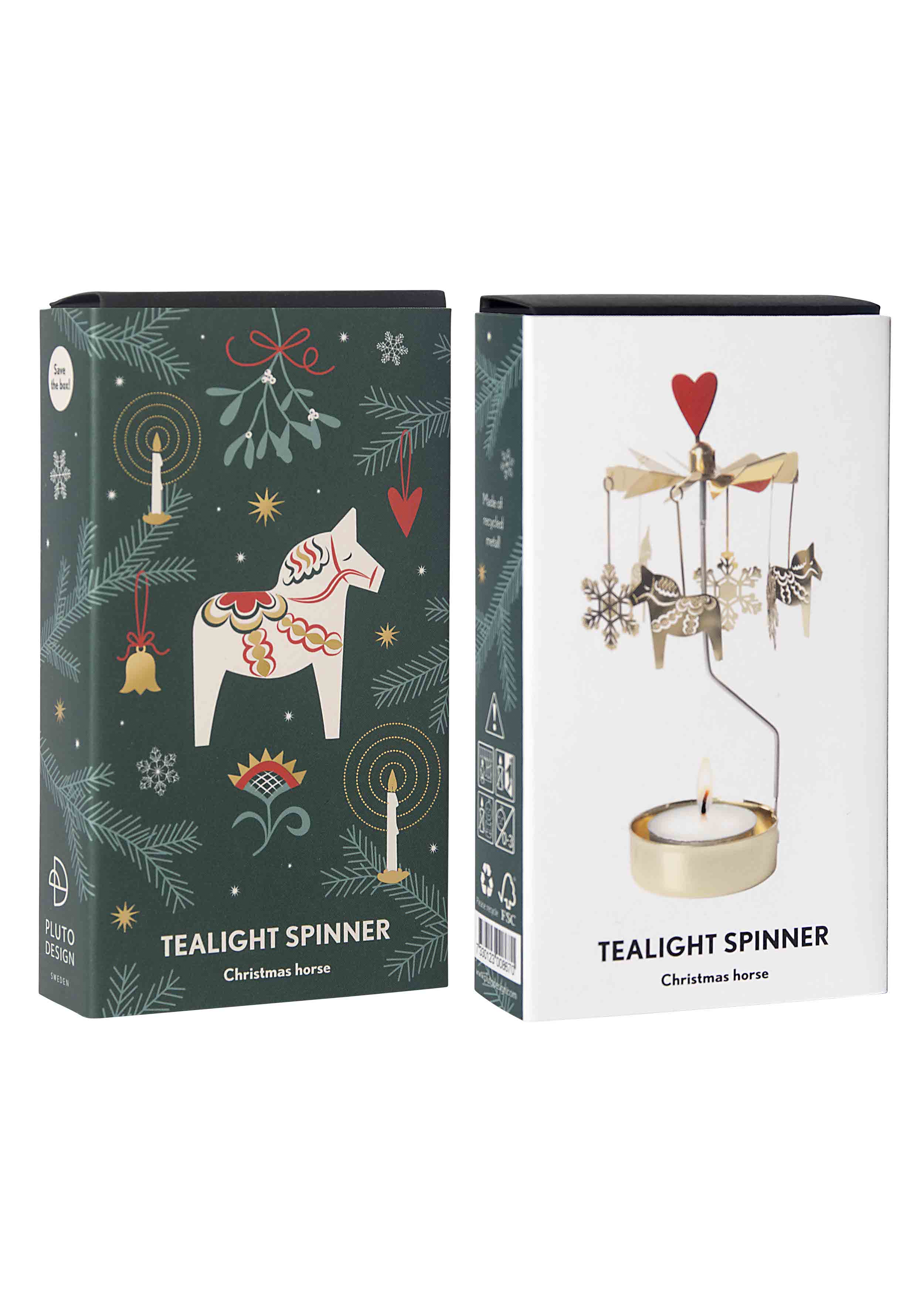 TEALIGHT SPINNER CHRISTMAS HORSE