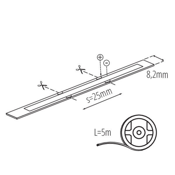 KANLUX LED list COB 8W/m IP65 6500K 12VDC - 3