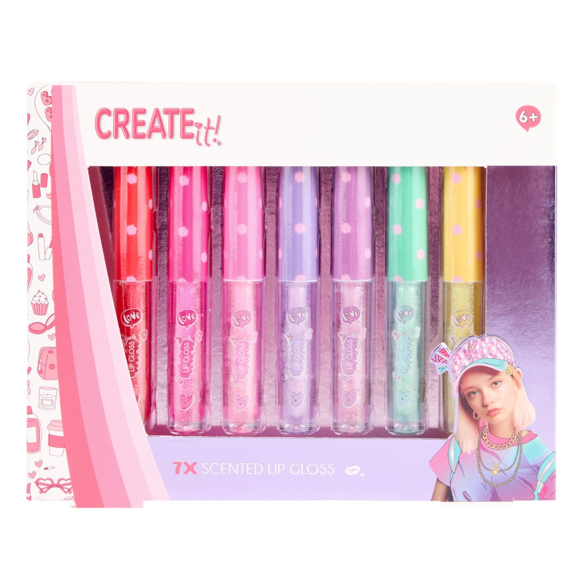 Create It! Lipgloss med Glitter & Doft, 7-pack