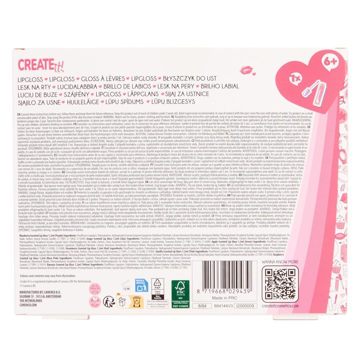 Create It! Lipgloss med Glitter & Doft, 7-pack - 6
