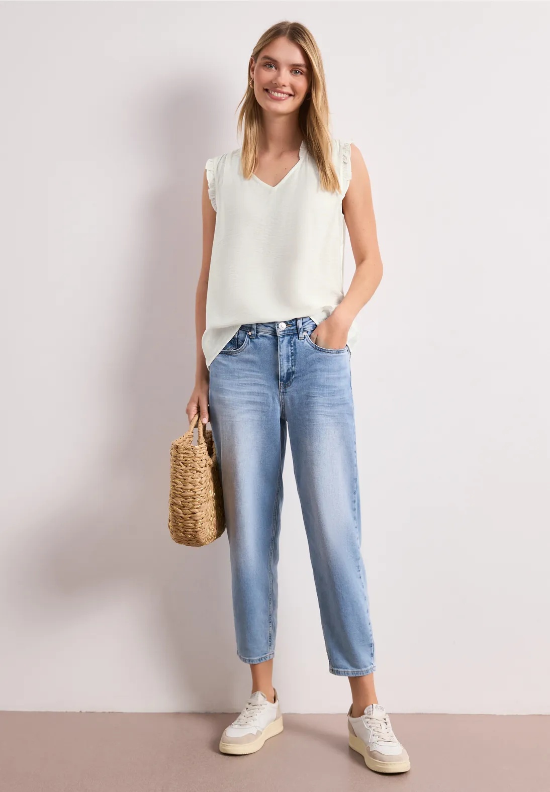 EOS Solid Top With Frills - Offwhite - Street One
