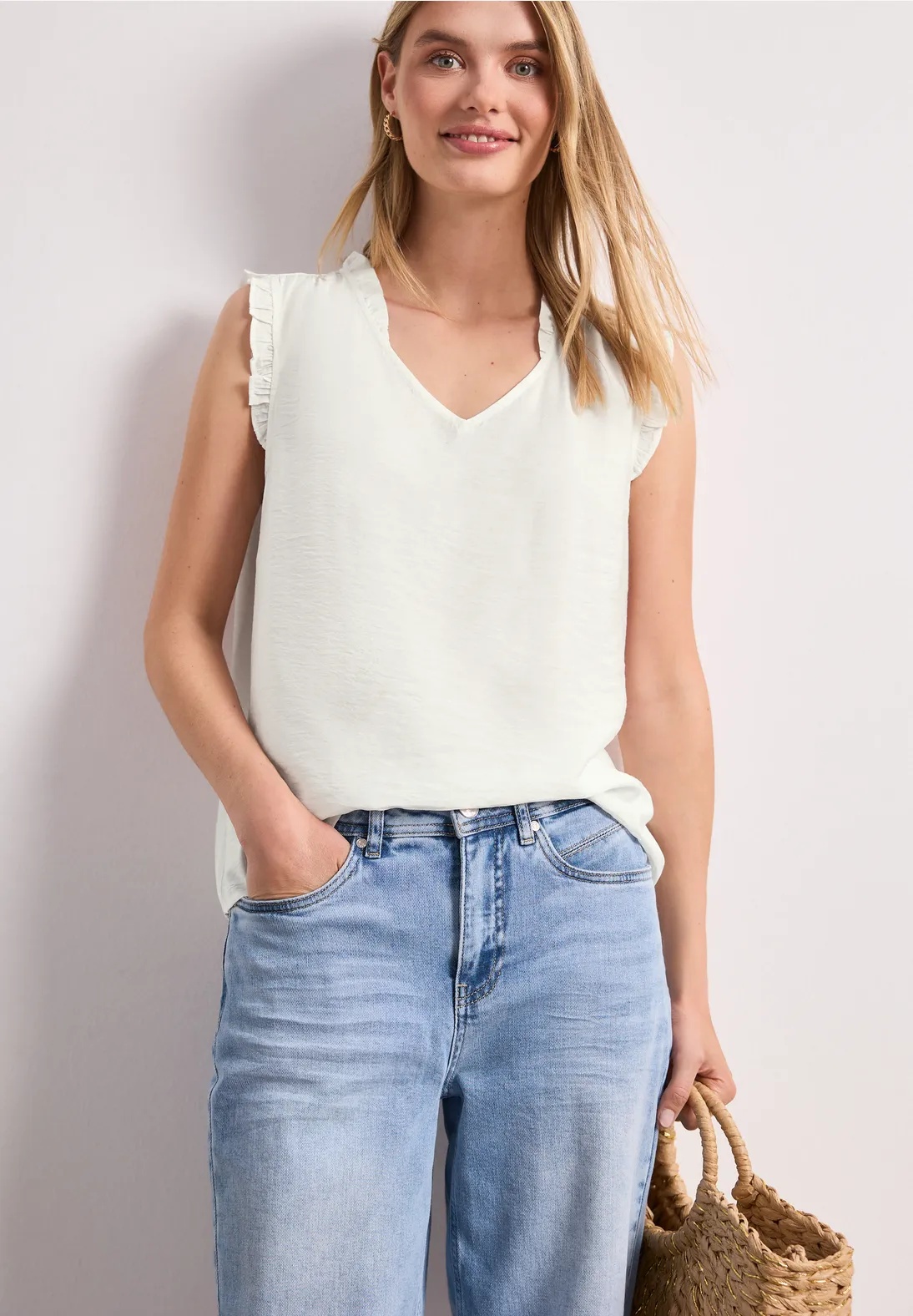 EOS Solid Top With Frills - Offwhite - Street One