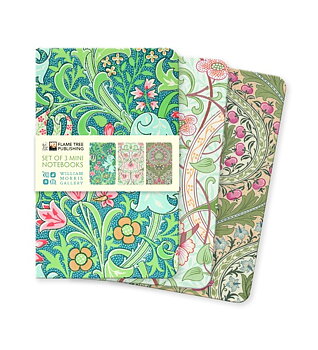 William Morris : Morris & co - Set 3 skrivhäften linjerade och blanka sidor Mini  
