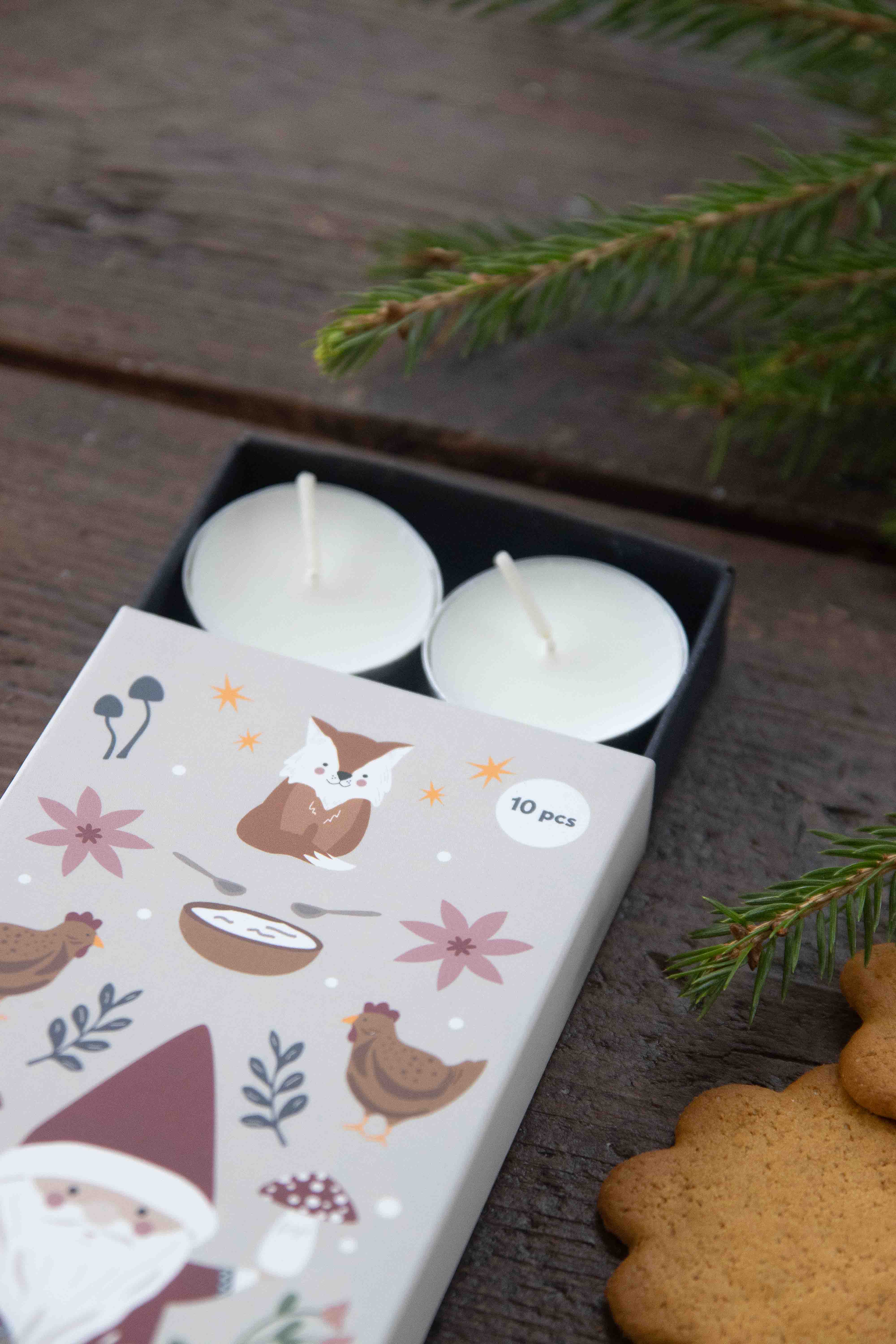 DOFTLJUS FOX & SANTA 8-PACK