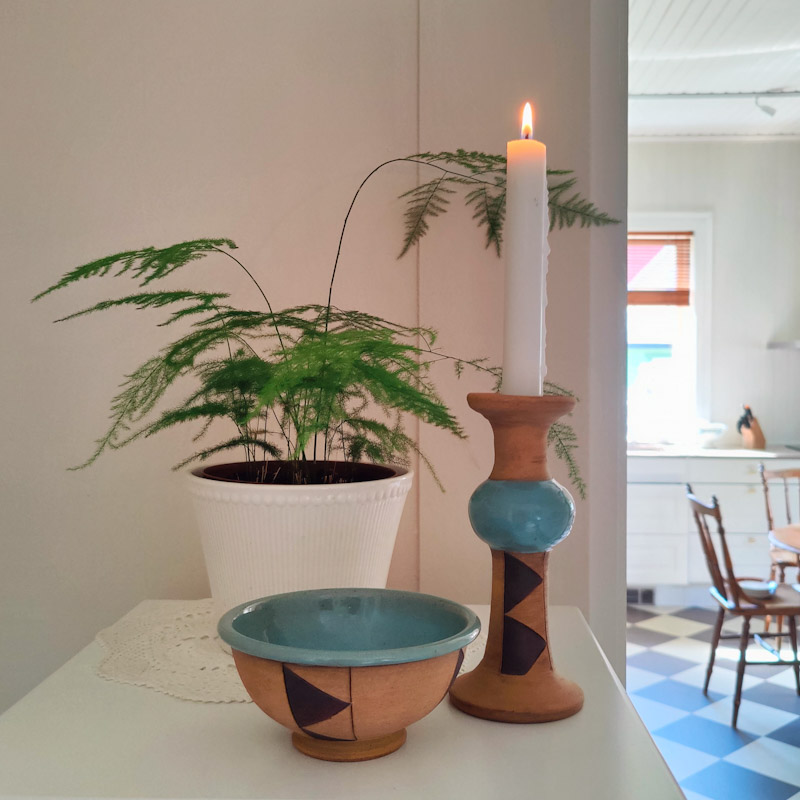 Skål & Ljusstake från Majlis keramik