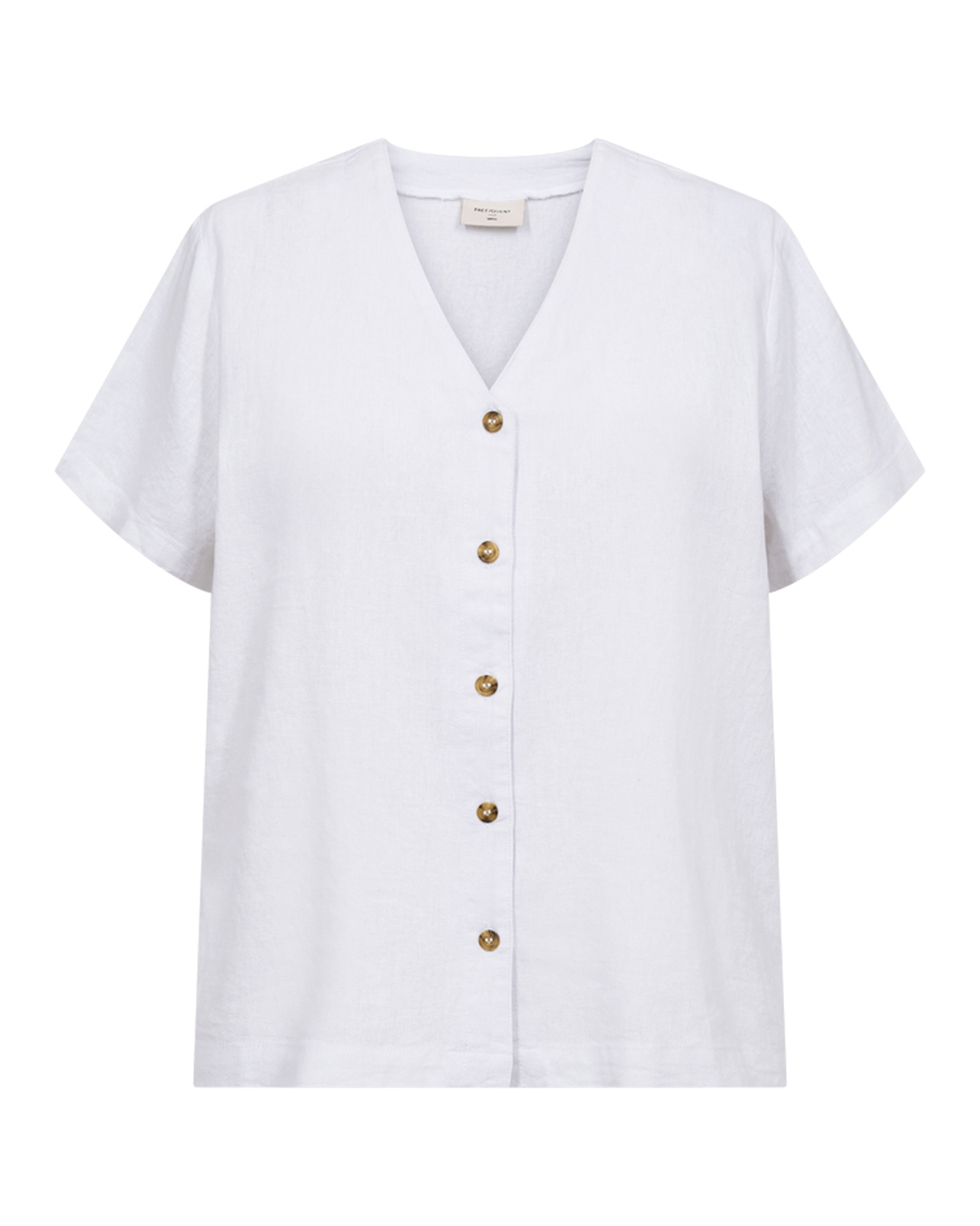 Blus Lava v-ringad linnemix vit