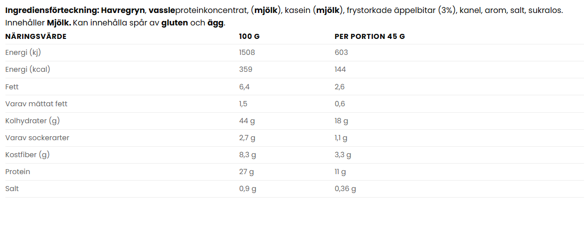 Pure Proteingröt - Äpple/kanel 1kg - 2