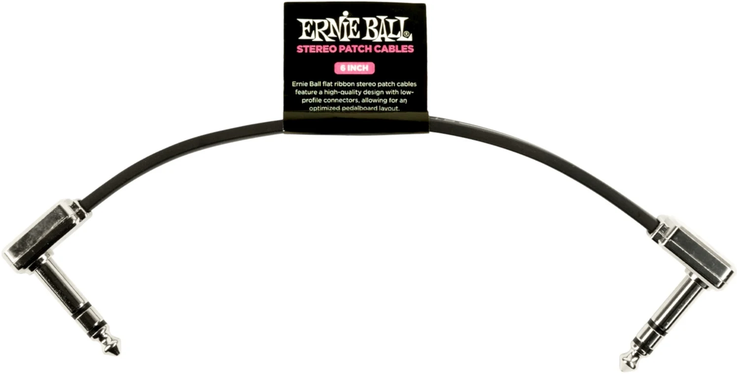 Ernie Ball 6408 15cm Svart Flat Patchkabel Stereo