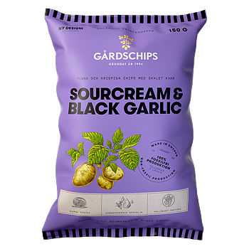 Gårdschips Sourcream & ­Black garlic 150g 10st