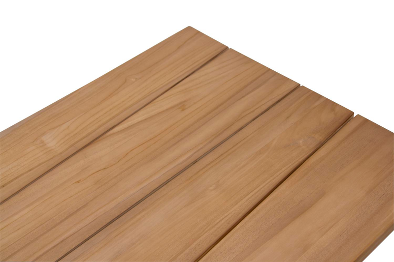 Närbild på Laurion matbord 230x100 cm i teak för uteplats och uterum