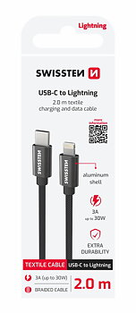 Swissten Textilkabel USB-C/Lightning C 2m