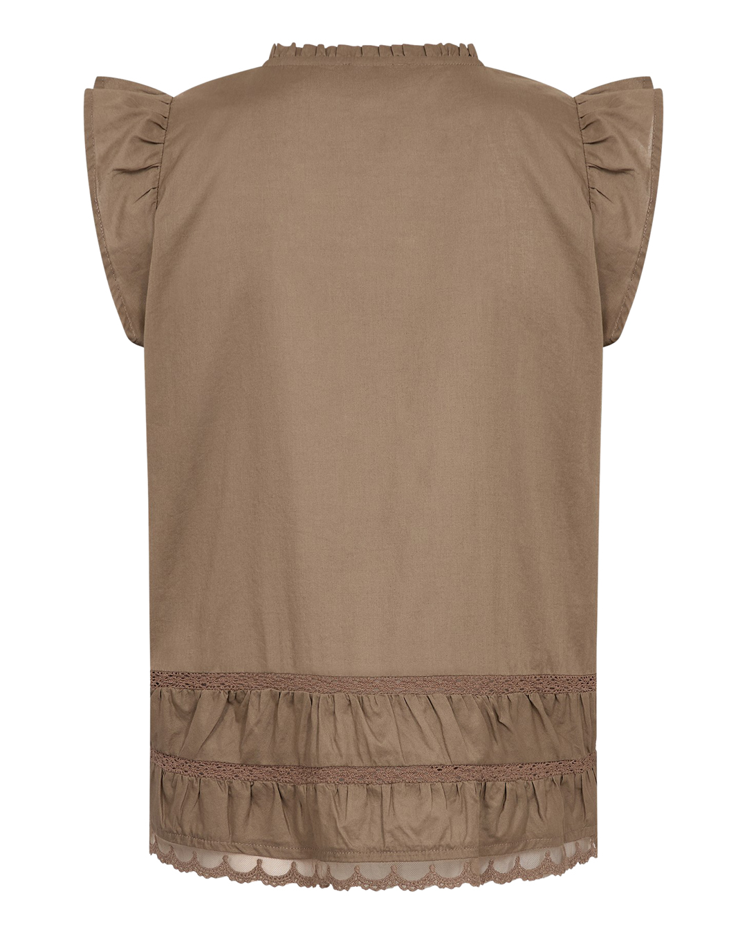 Blus Rosy holkärm med volang brun - 6