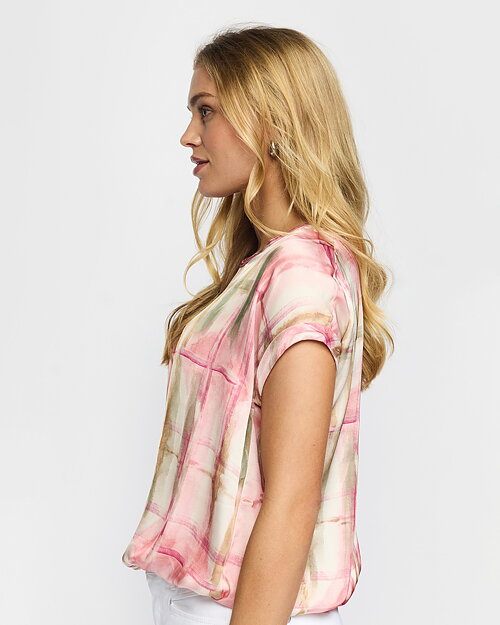 Blus Inger mönstrad rosa/grön - 4