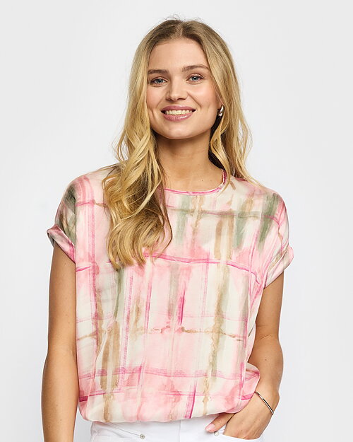 Blus Inger mönstrad rosa/grön