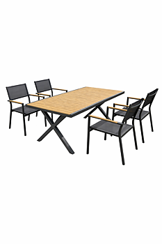 Cap matgrupp från Brafab med bord 150x90 cm och 4 stapelbara stolar hos Åsen Sommarmöbler i Vara