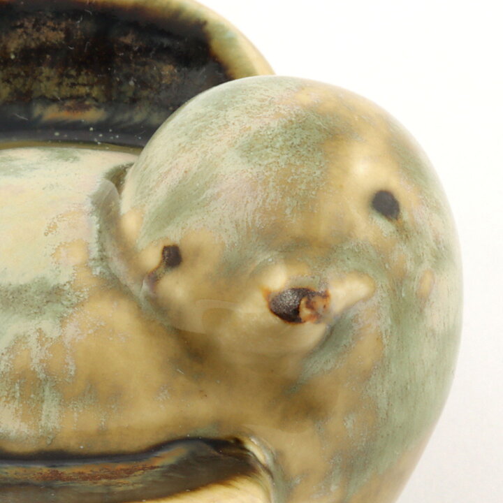 Josef Simon (1960s) Rounded Small Bird with Earthy Glaze 7 cm (2)