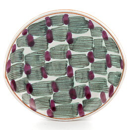 Mari Simmulson (Djungel 1953) Oval Bowl with Green/Cerise Decor 18 cm #4102 (6)