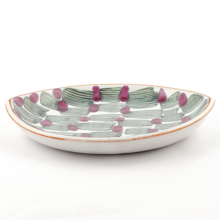 Mari Simmulson (Djungel 1953) Oval Bowl with Green/Cerise Decor 18 cm #4102 (6)