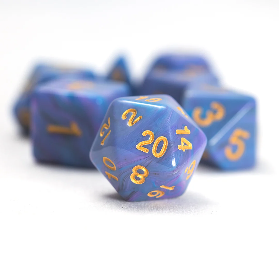 Sirius Dice: Blue Unicorn 7-Piece Polyhedral RPG Dice Set