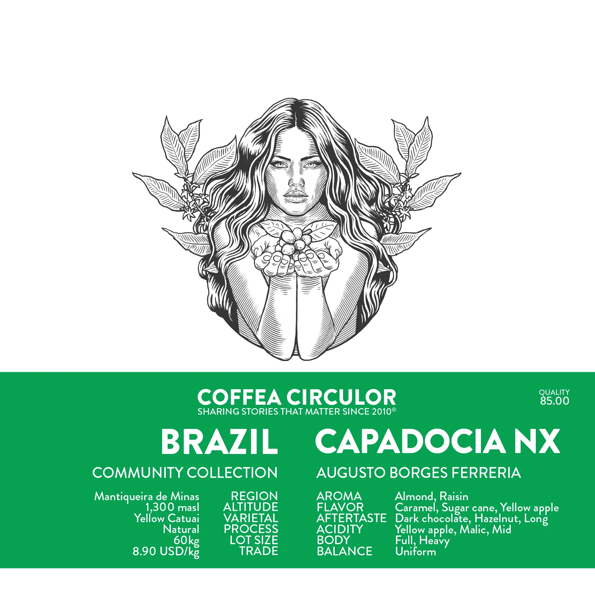 Coffea Circulor - Capadocia NX - Brasilien - Mellanrostade hela kaffebönor - 250g