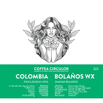 Coffea Circulor - Bolaños - Colombia - Ljusrostade hela kaffebönor - 250g