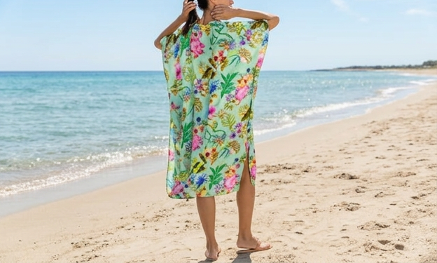 Mönstrad kaftan i grön - 3