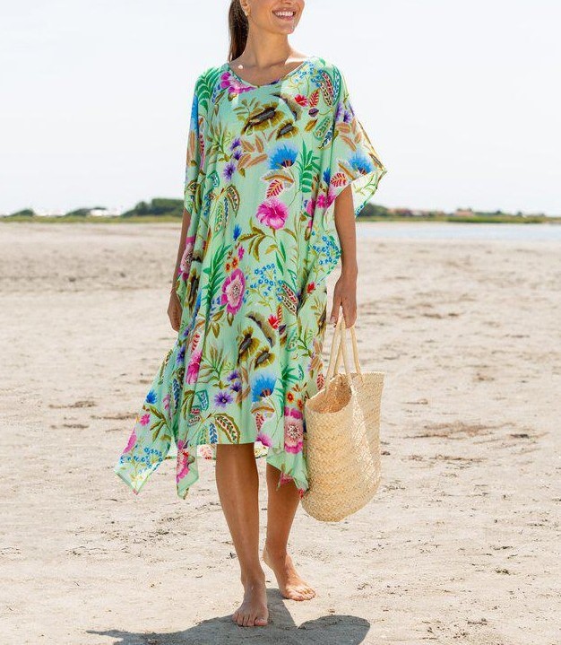 Mönstrad kaftan i grön