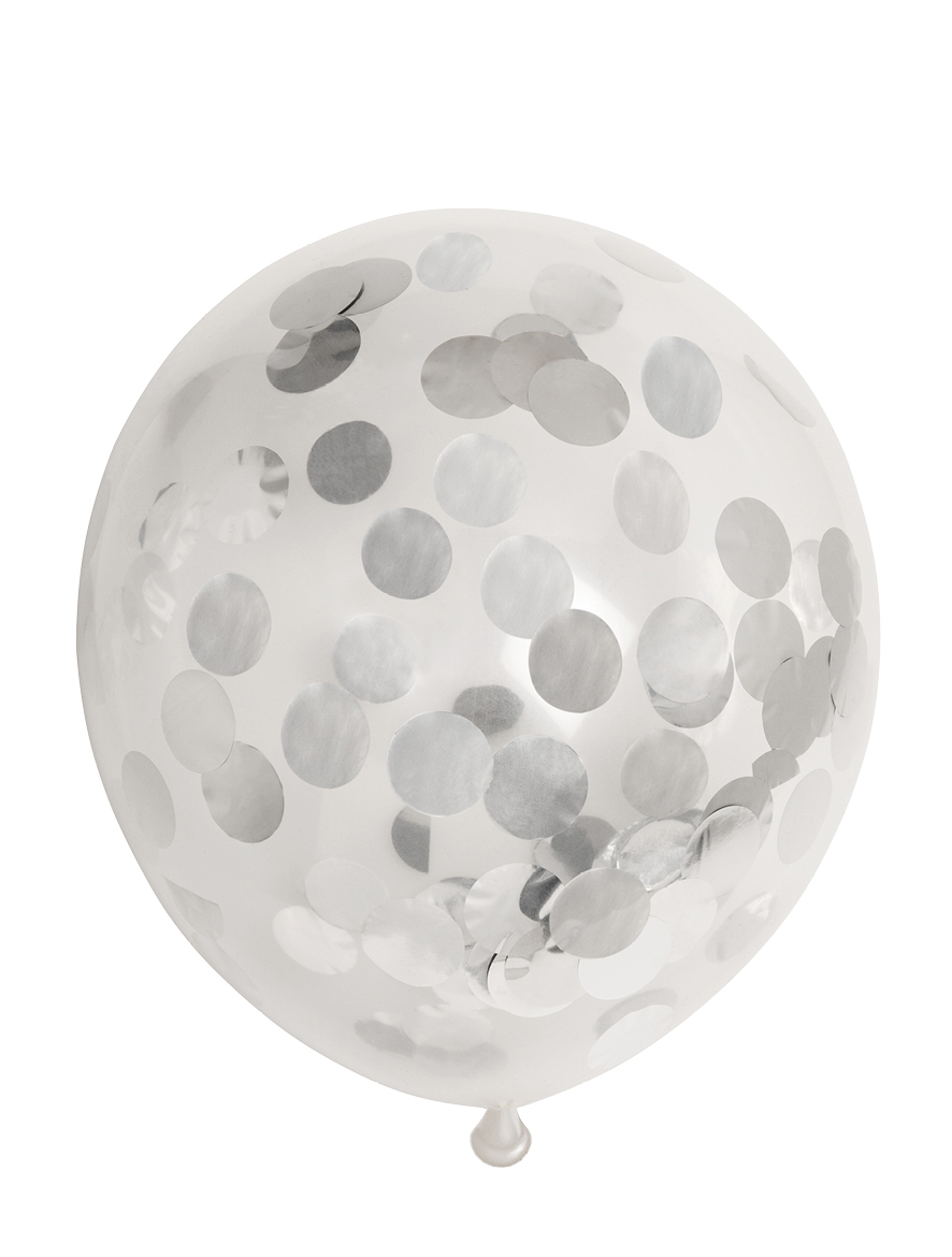 Konfettiballonger .- Silver 6-pack