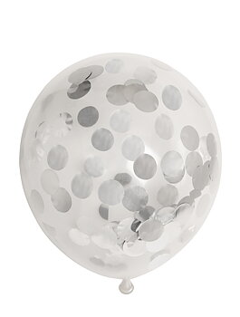 Konfettiballonger .- Silver 6-pack