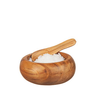 Salt/pepparskål med sked i trä