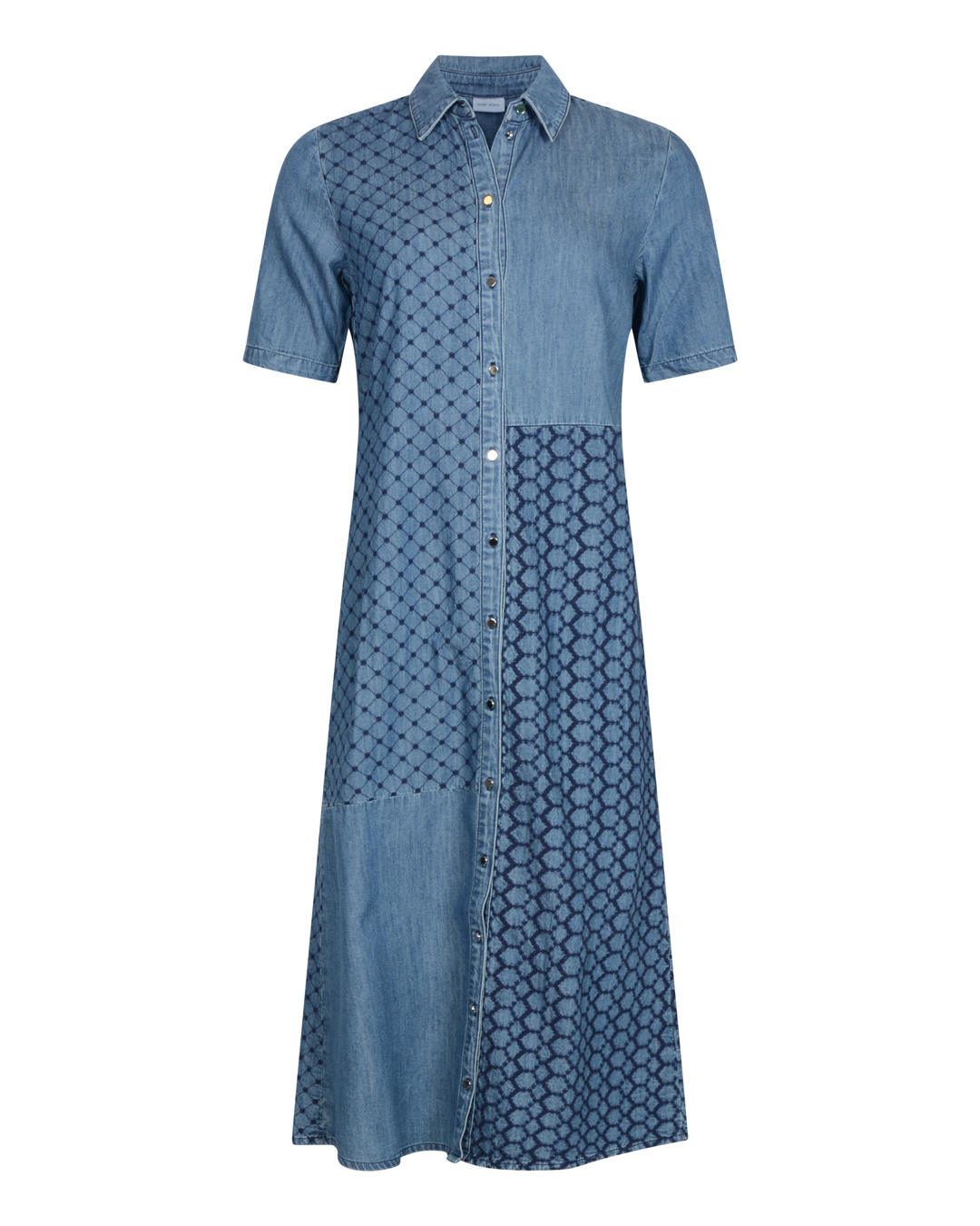 Jeansklänning assymetrikt mönstrad denimblå - 2