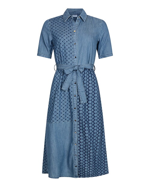 Jeansklänning assymetrikt mönstrad denimblå
