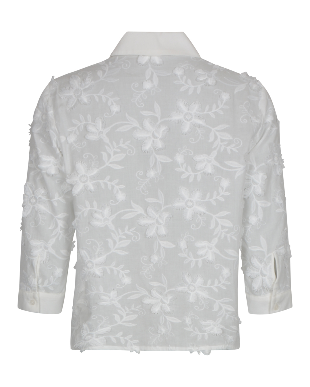 Bomullsblus virkade blommor offwhite - 2