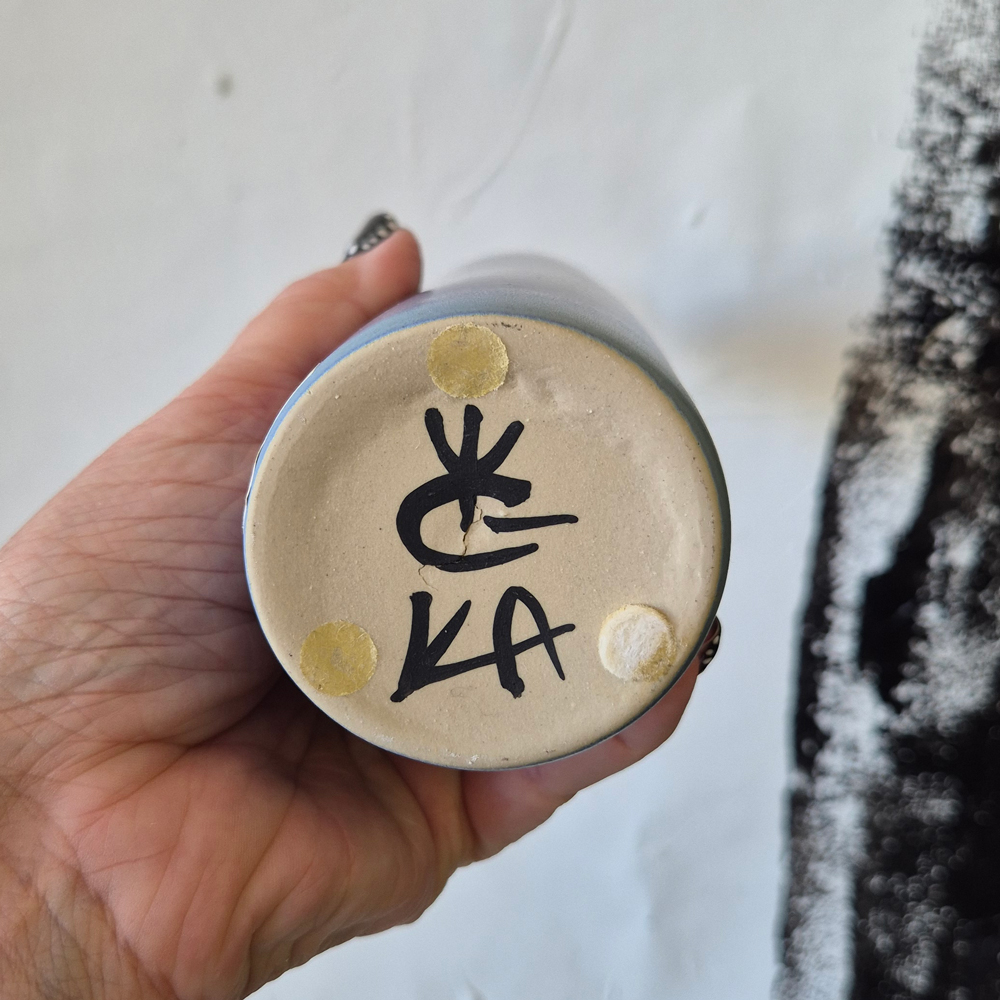 vintage VAS blå toner, Kjell Andersson för Gabriel keramik,  h 28,8 cm  - 5