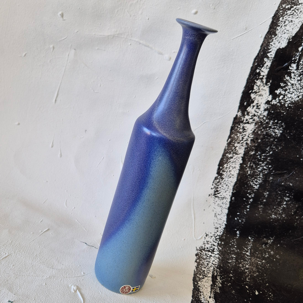 vintage VAS blå toner, Kjell Andersson för Gabriel keramik,  h 28,8 cm  - 7