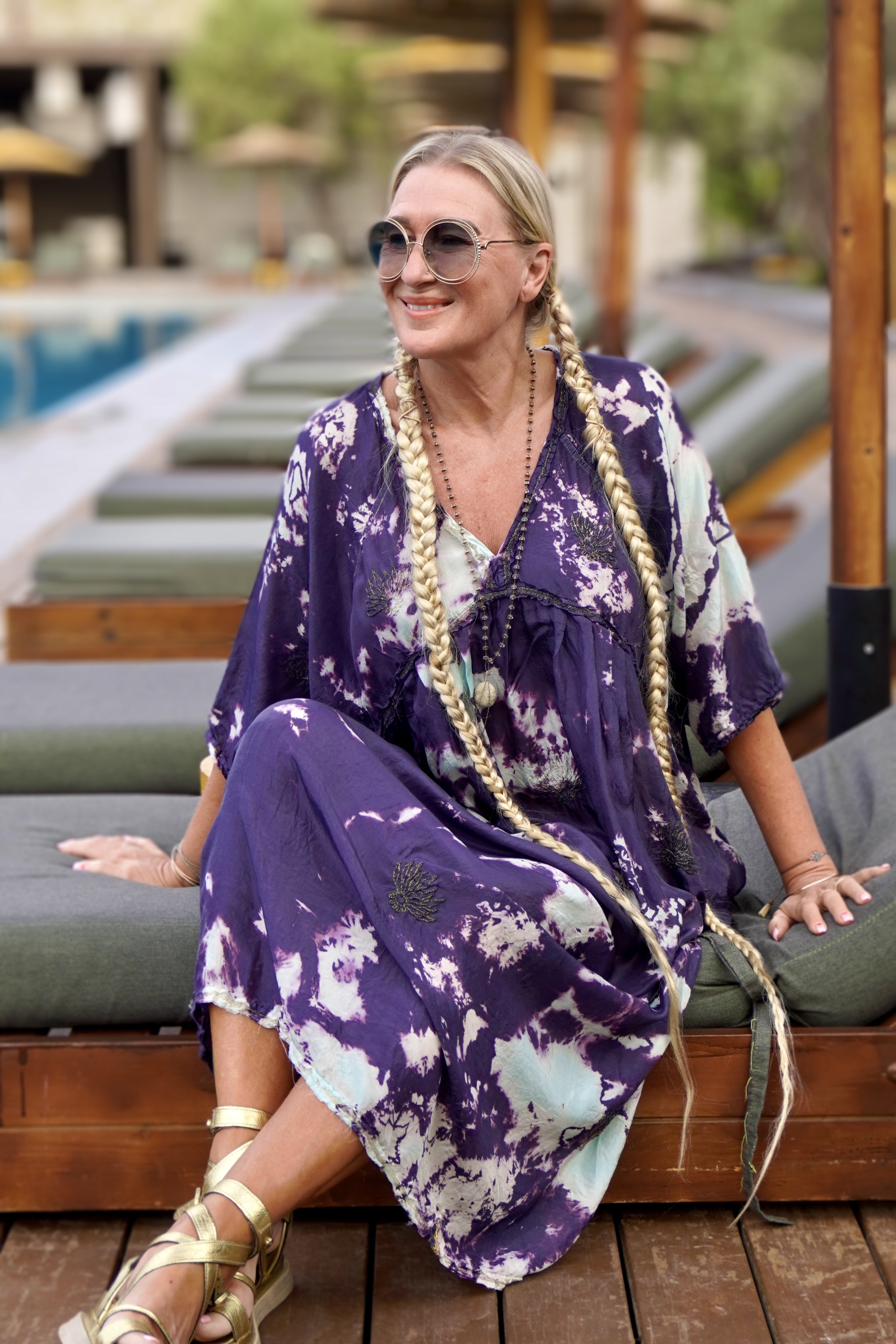 LUNETTE MAXI DRESS SILK CHARCOAL MINT  - 5