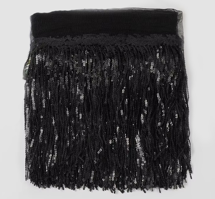 PALJETTFRANS "BLADE" - svart