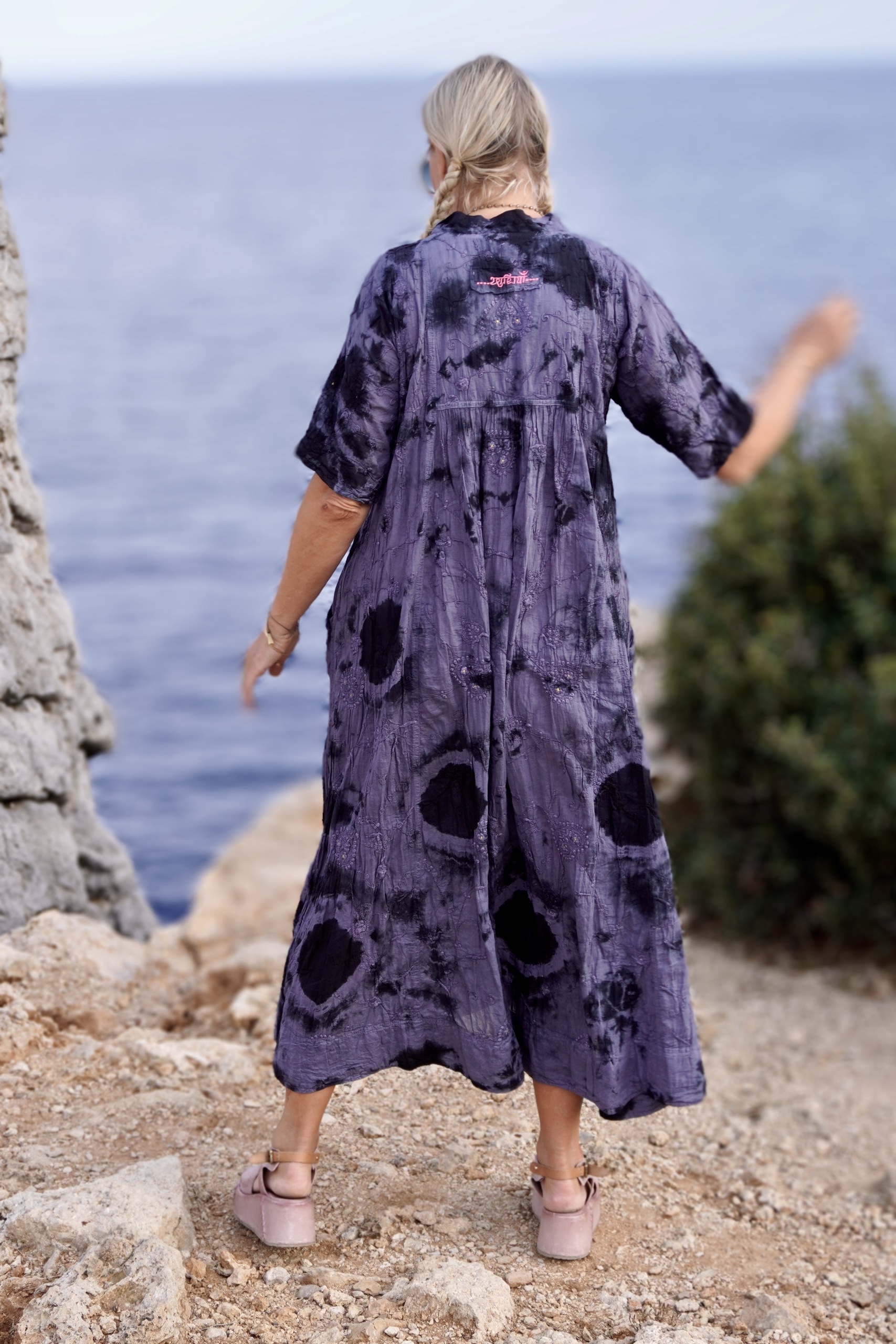 ANITA COTTON MAXI DRESS BLACK GREY  - 5