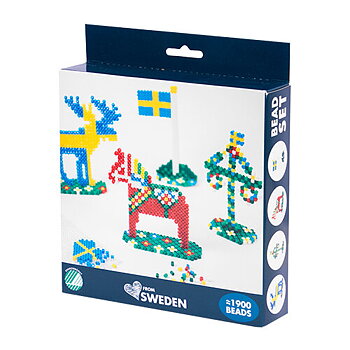 Pärlset Sweden: Dalahäst, Älg, Flagga, Midsommarstång, 15 cm