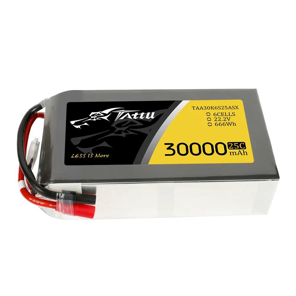 GensAce Tattu 30000mAh 22.2V 25C 6S1P Lipo Battery Pack with AS150+XT150