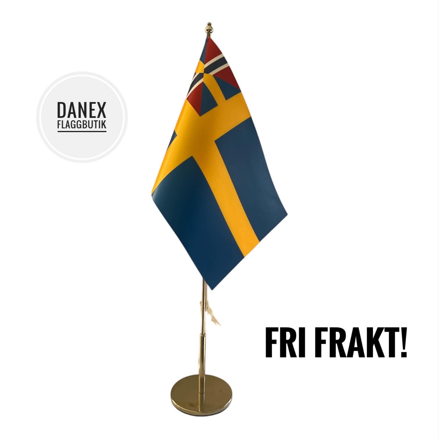 Unionsflaggan Sverige  ink stång ( 50 cm )