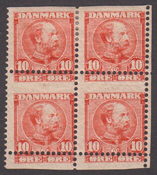 DK F 64, 10 øre Christian IX fyrblock **/*